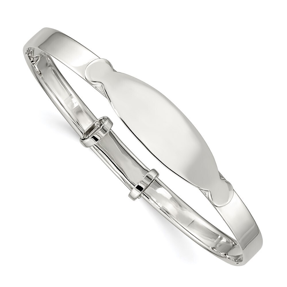 Kazi Luxury Sterling Silver Polished Adjustable ID  Bangle Bracelet
